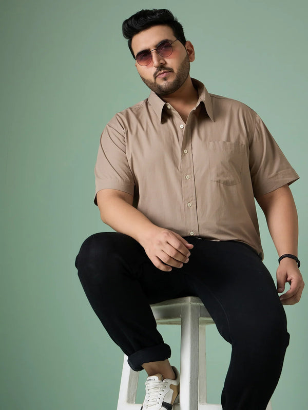 Men Plus Size Silque Solid Shirt