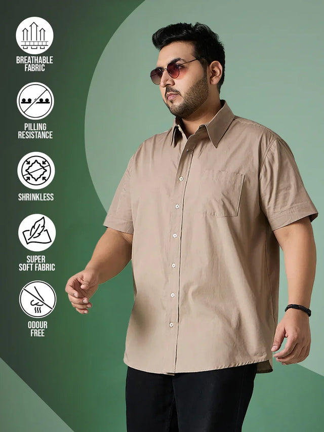Men Plus Size Silque Solid Shirt