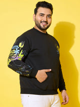 Men Plus Size Sketch-Black Printed Sweatshirt