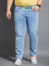 Men Plus Size Slag-10 Washed Indigo Denim - bigbanana
