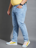 Men Plus Size Slag-10 Washed Indigo Denim - bigbanana