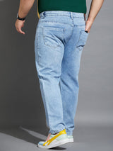 Men Plus Size Slag-10 Washed Indigo Denim - bigbanana