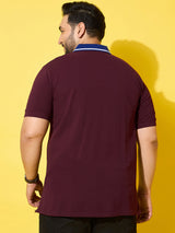 Men Plus Size Slash Maroon Printed Polo Tshirt