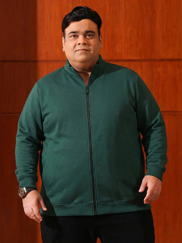 Men Plus Size Sloth Bottle Green Printed Jacket