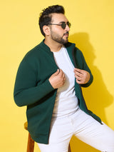 Men Plus Size Sloth Bottle Green Printed Jacket