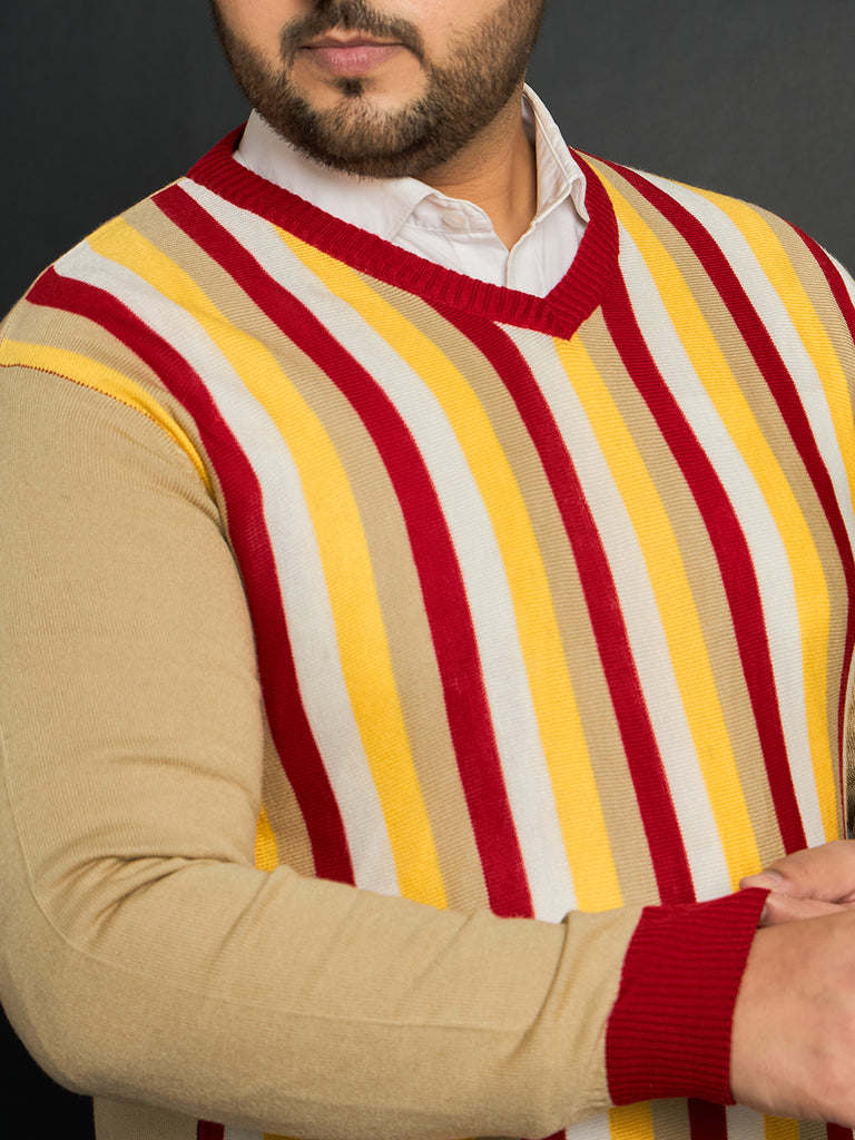 Men Plus Size Smartno Striped Sweater - bigbanana