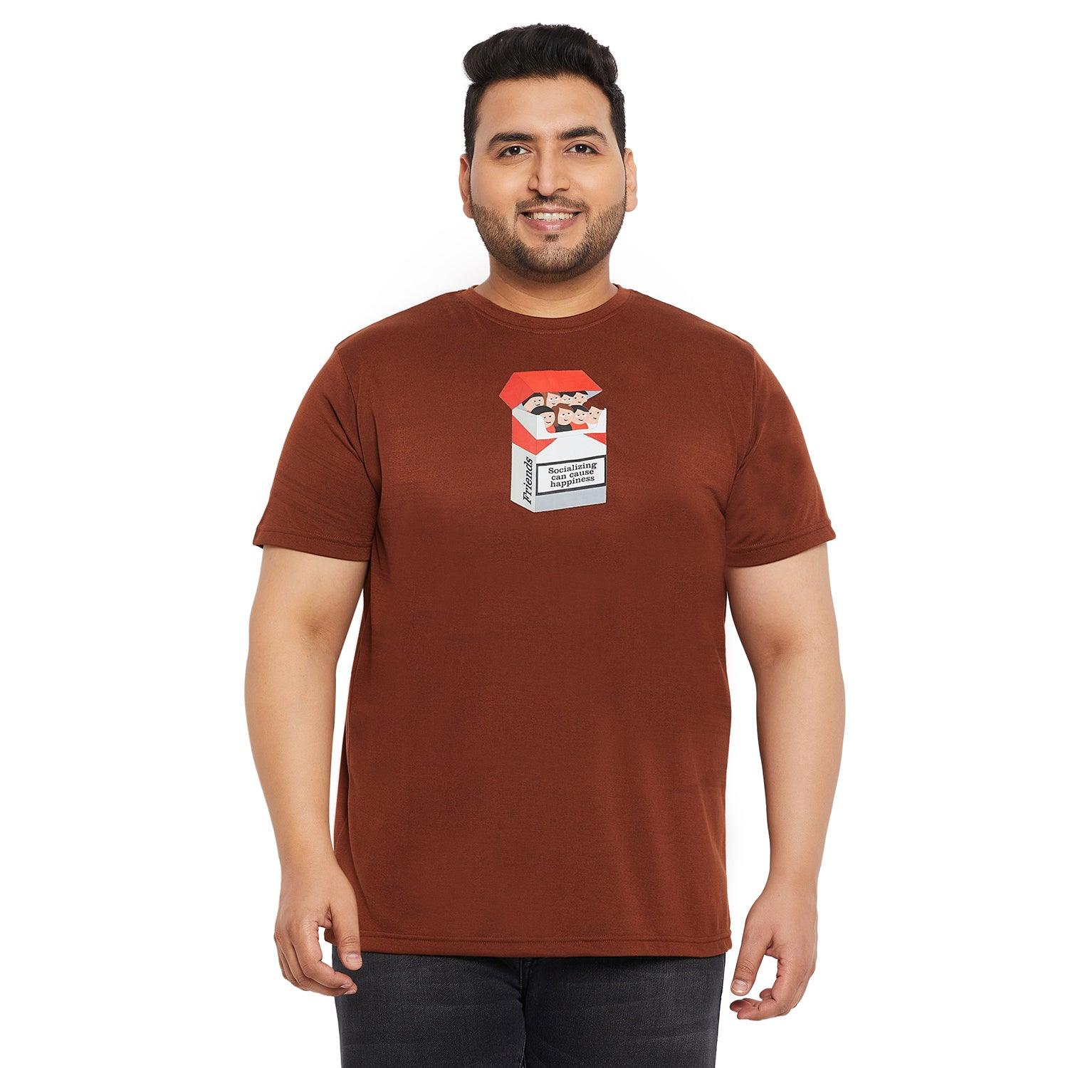 Men Plus Size Smokey Printed Round Neck Tshirt - bigbanana