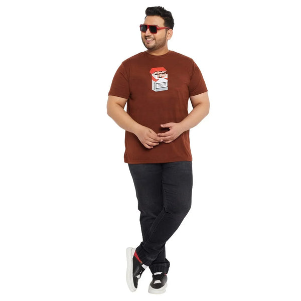 Men Plus Size Smokey Printed Round Neck Tshirt