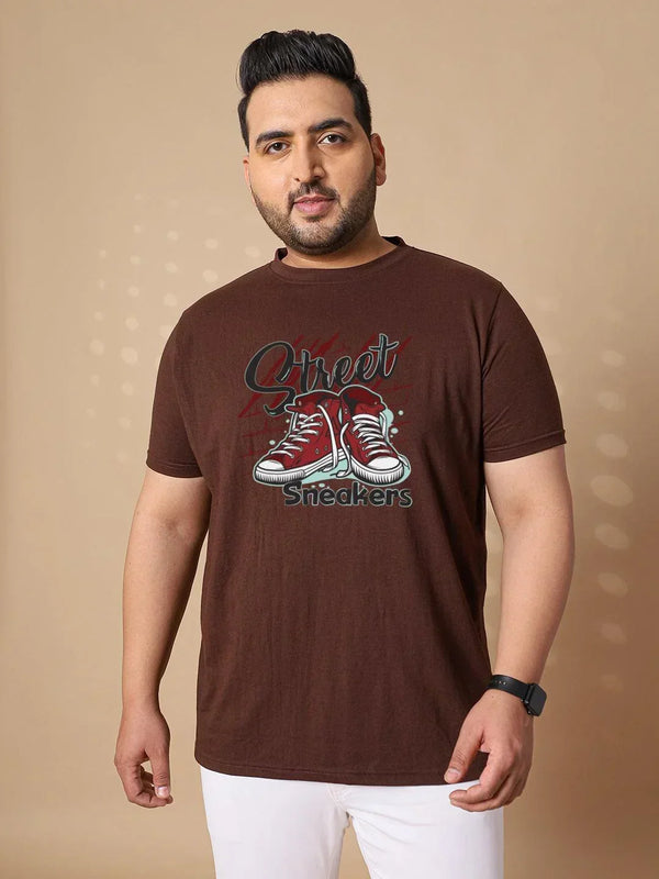 Men Plus Size Sneakers Printed Round Neck Tshirt