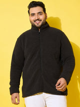 Men Plus Size Snug-Black Solid Jacket