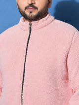 Men Plus Size Snug-Pink Solid Jacket