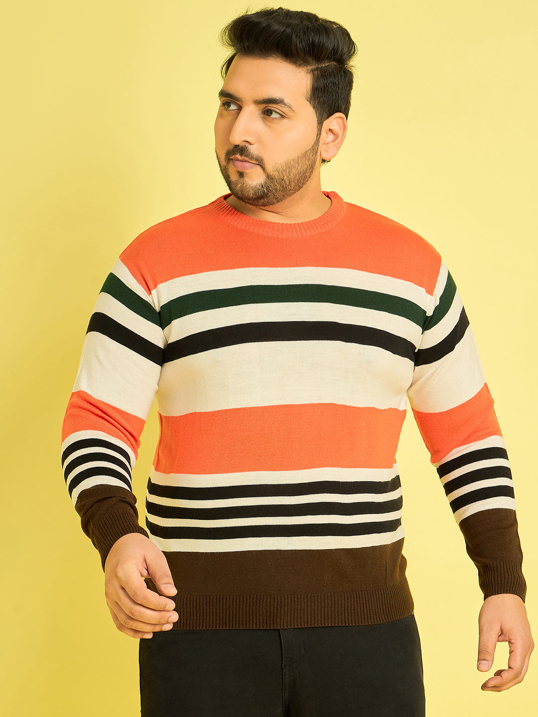 Men Plus Size Koa Striped Sweater - bigbanana