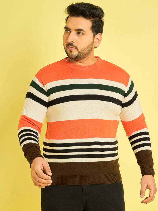 Men Plus Size Sopiste Striped Sweater