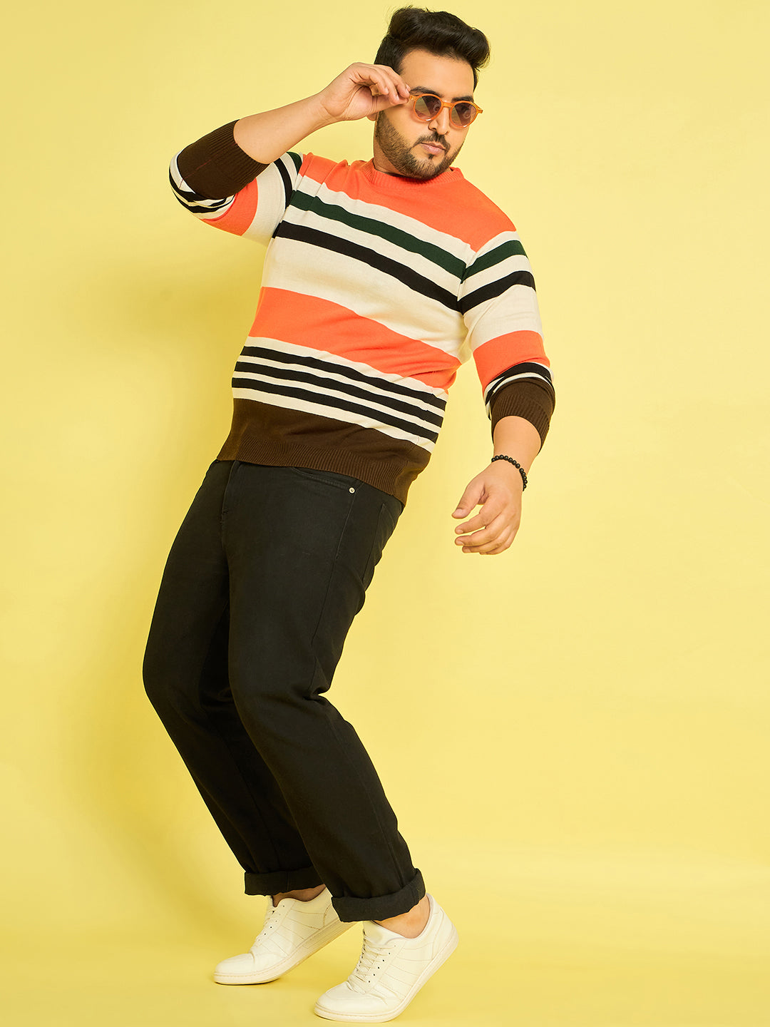 Men Plus Size Koa Striped Sweater - bigbanana