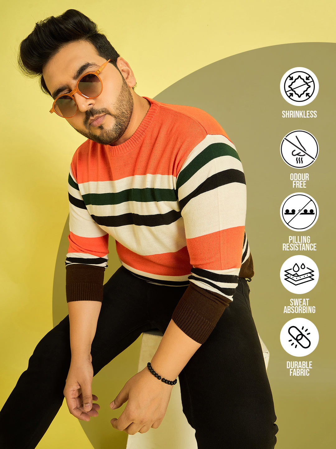 Men Plus Size Koa Striped Sweater - bigbanana