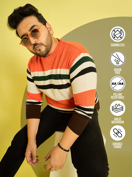 Men Plus Size Koa Striped Sweater - bigbanana