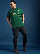 Men Plus Size Spain-Bottle Green Printed Polo Tshirt - bigbanana