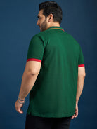 Men Plus Size Spain-Bottle Green Printed Polo Tshirt - bigbanana