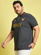 Men Plus Size Spain-Grey Printed Polo Tshirt - bigbanana