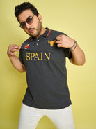 Men Plus Size Spain-Grey Printed Polo Tshirt - bigbanana