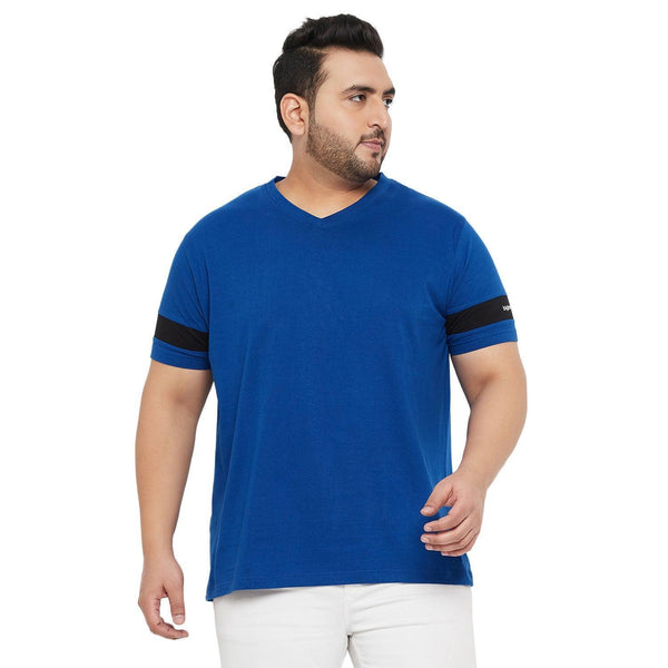 Men Plus Size Spice Solid V-Neck Tshirt