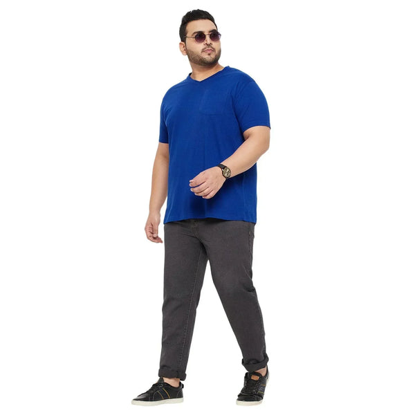 Men Plus Size Spoon Solid V-Neck Tshirt