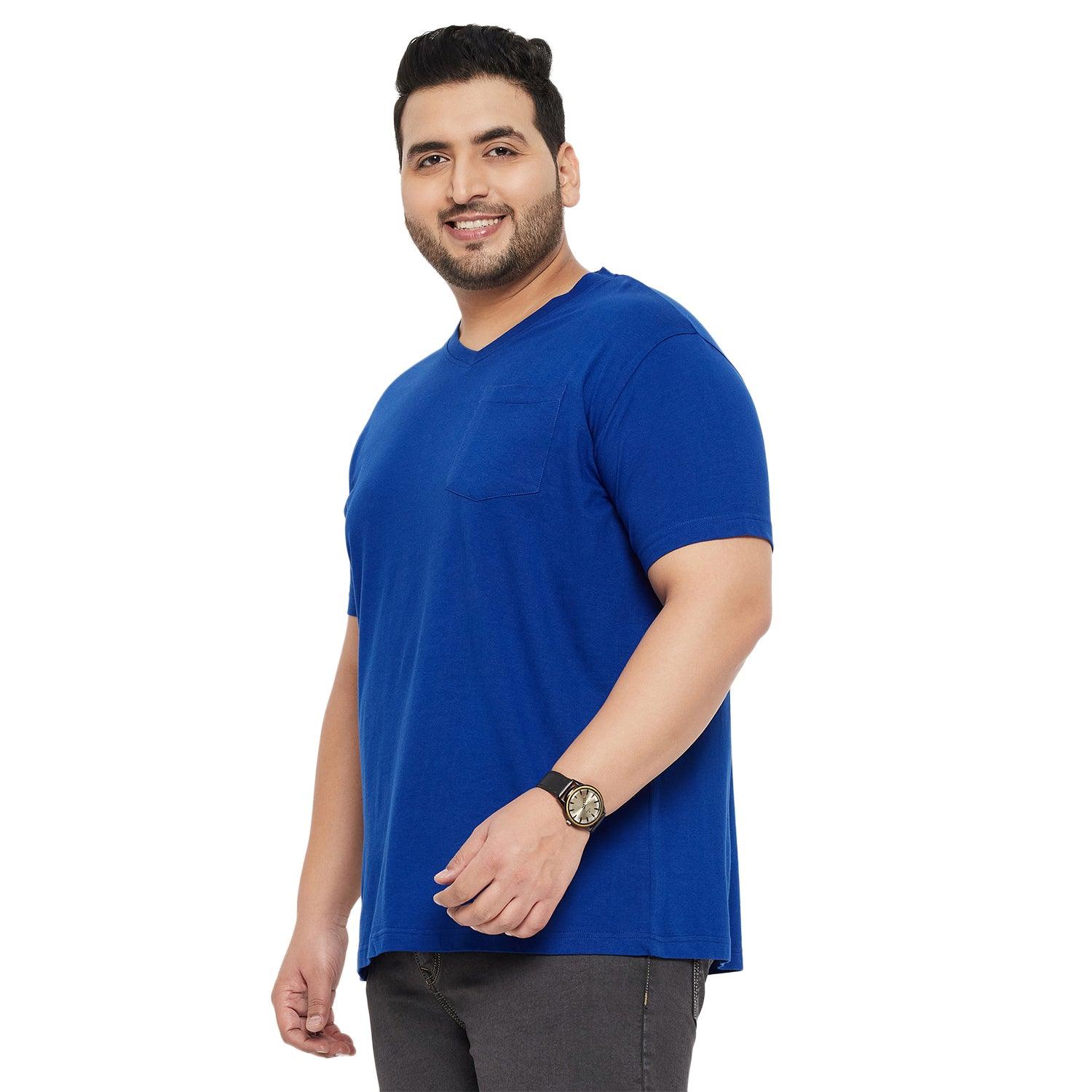 Men Plus Size Spoon Solid V-Neck Tshirt - bigbanana