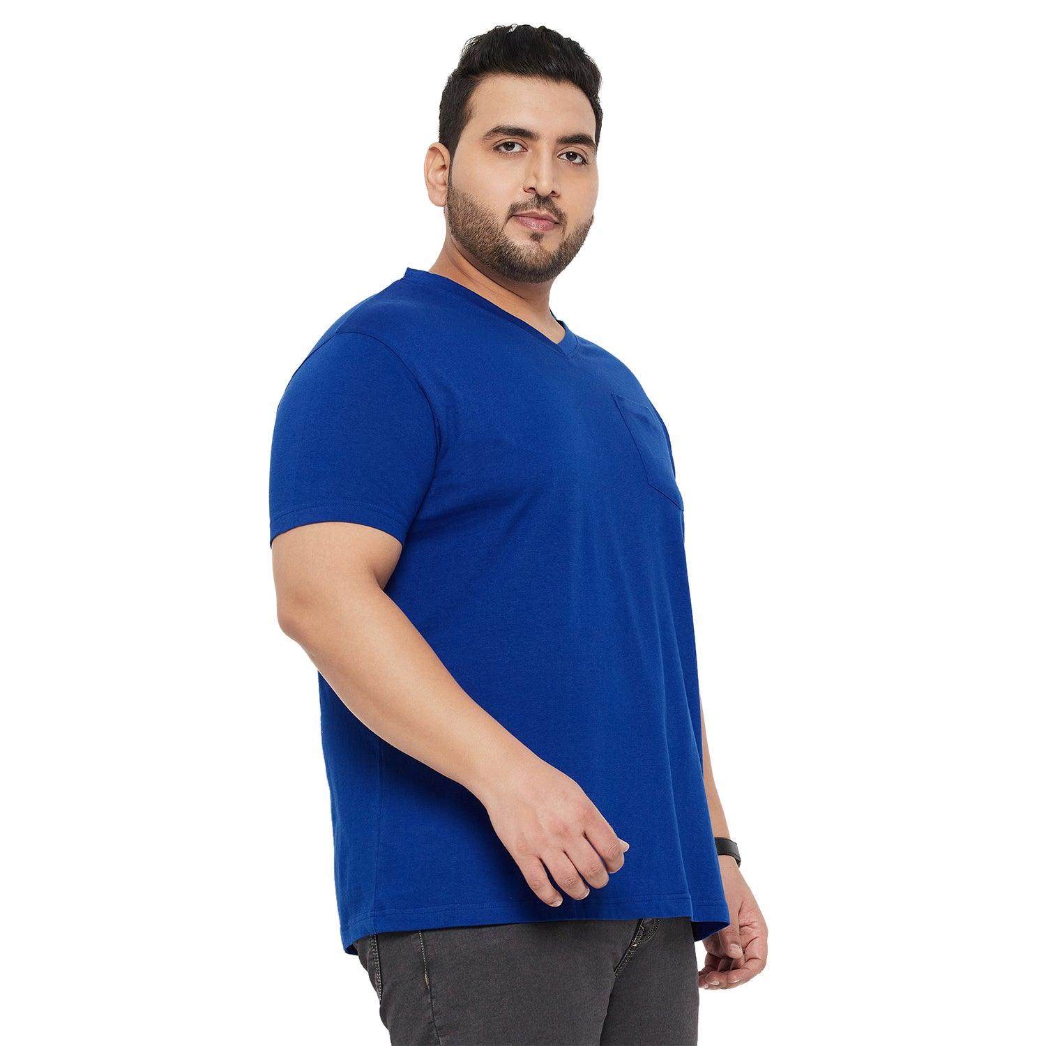 Men Plus Size Spoon Solid V-Neck Tshirt - bigbanana