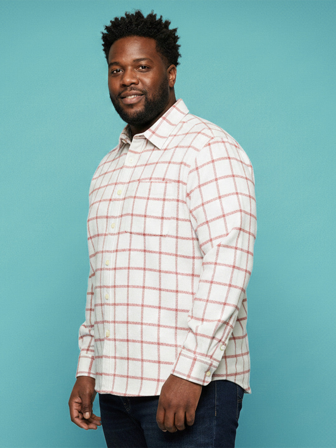 Men Plus Size Static Multicolor Checkered Casual Shirt