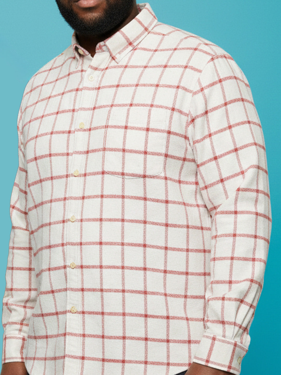 Men Plus Size Static Multicolor Checkered Casual Shirt