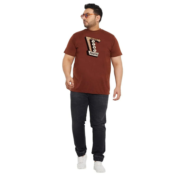Men Plus Size Stay Printed Round Neck Tshirt