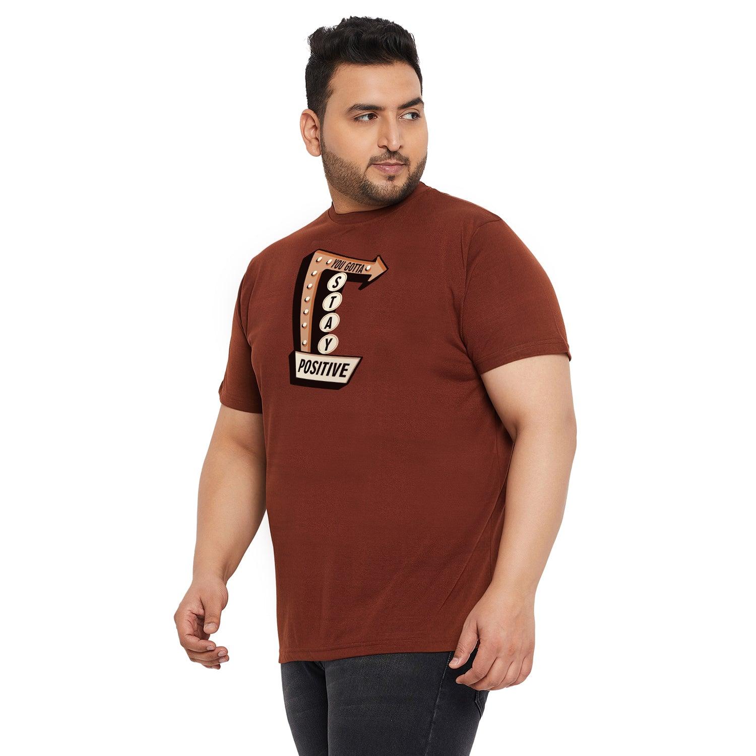 Men Plus Size Stay Printed Round Neck Tshirt - bigbanana