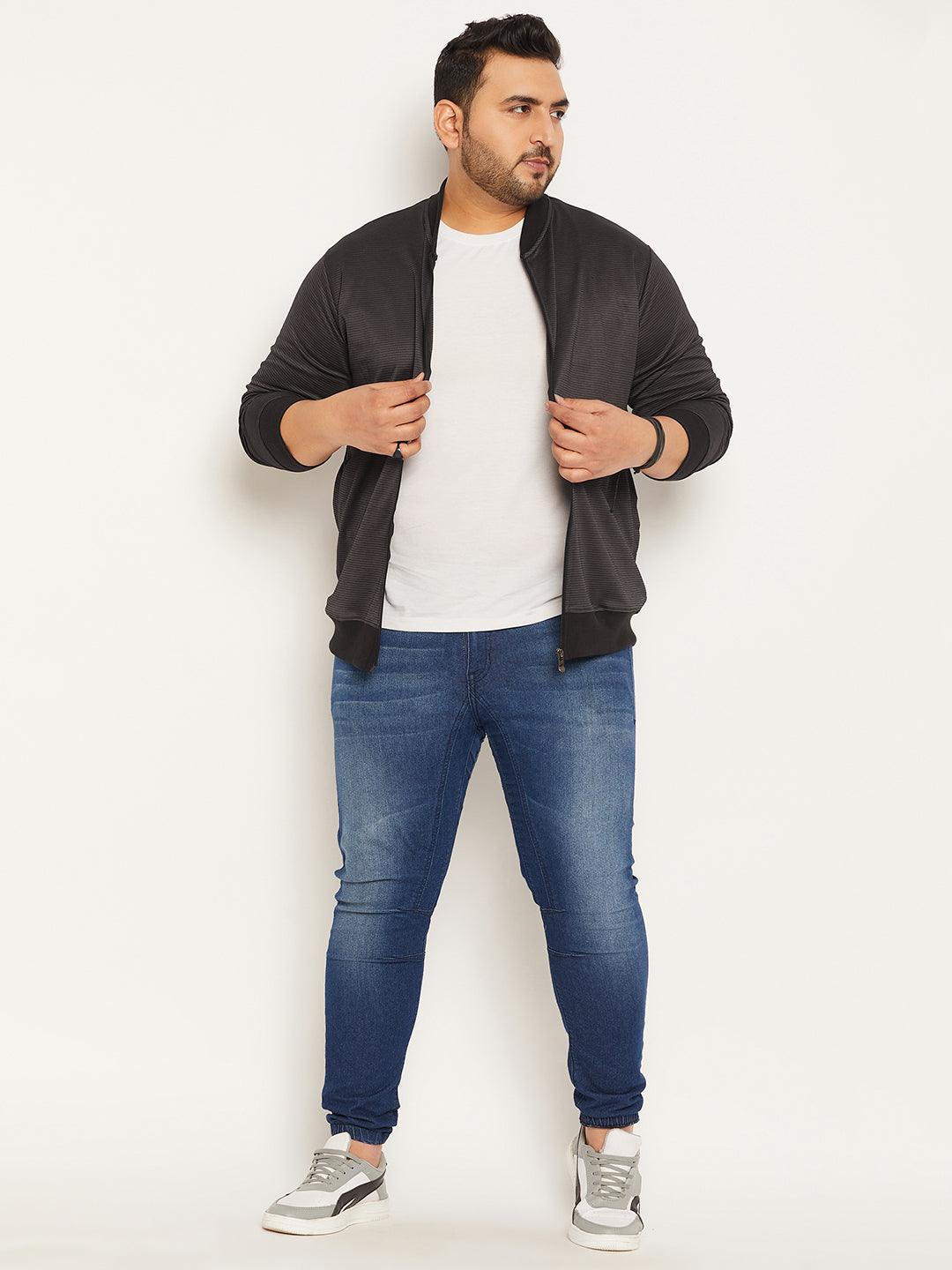 Men Plus Size Story Striped Jacket - bigbanana