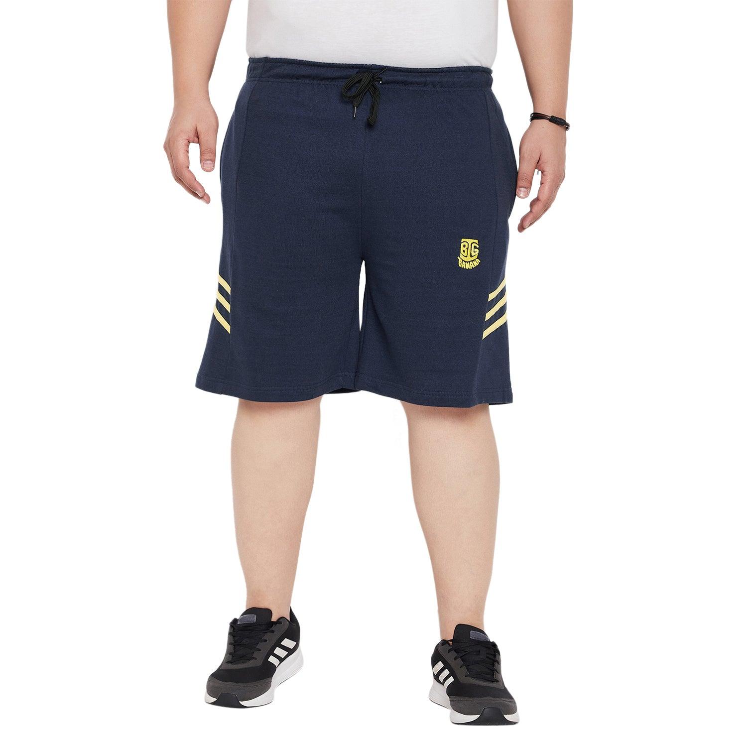 Men Plus Size Stripe Solid Shorts - bigbanana