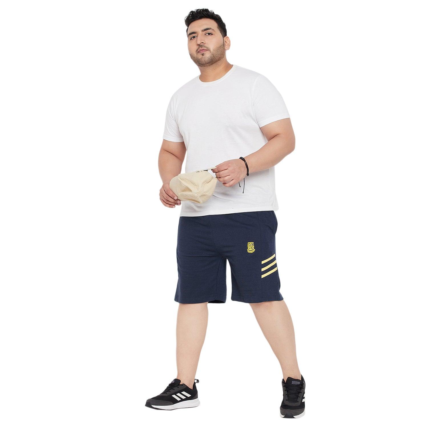 Men Plus Size Stripe Solid Shorts - bigbanana