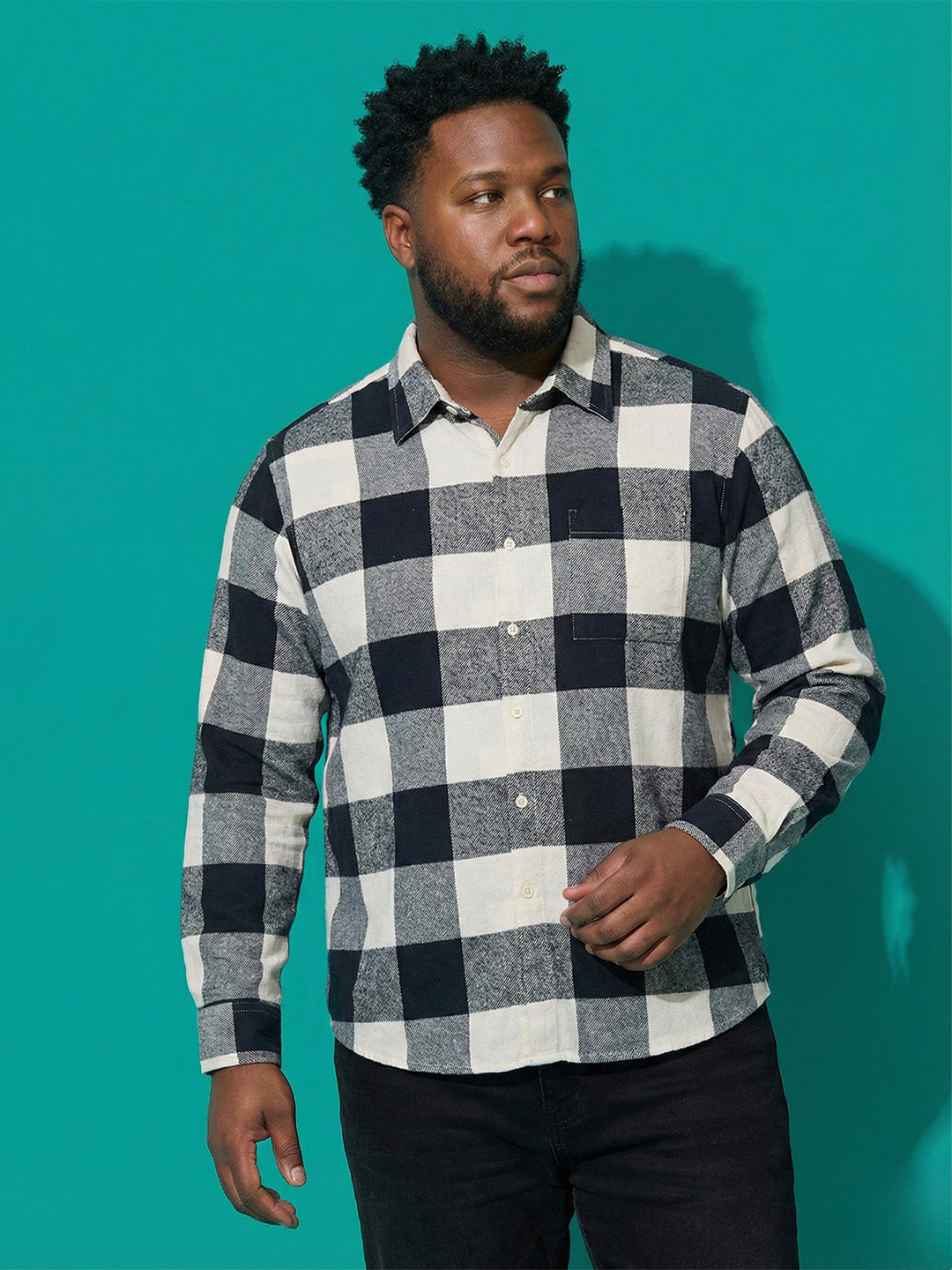 Men Plus Size Stronghold Multicolor Checkered Casual Shirt