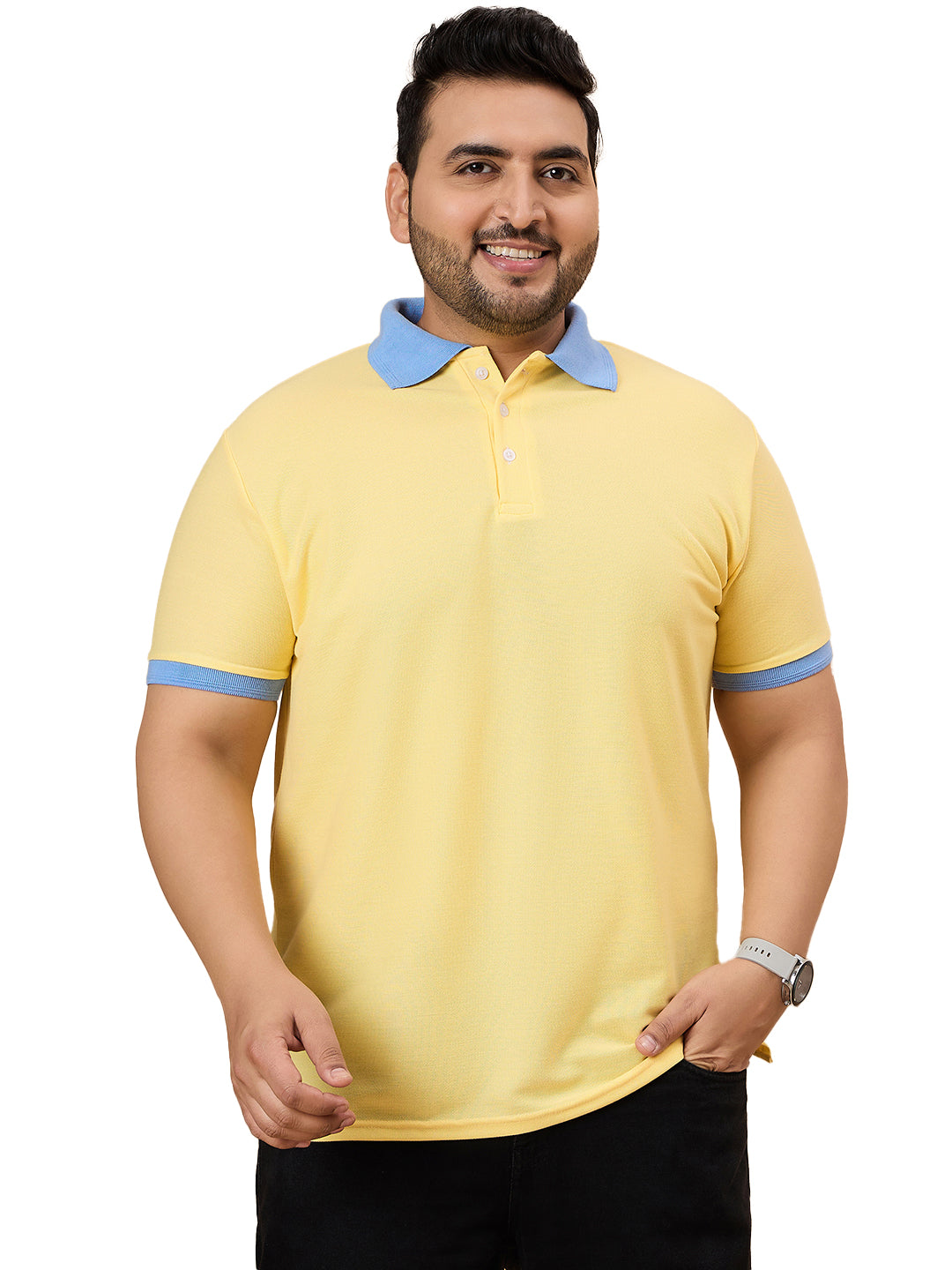 Men Plus Size Styvia Solid Polo Tshirt - bigbanana