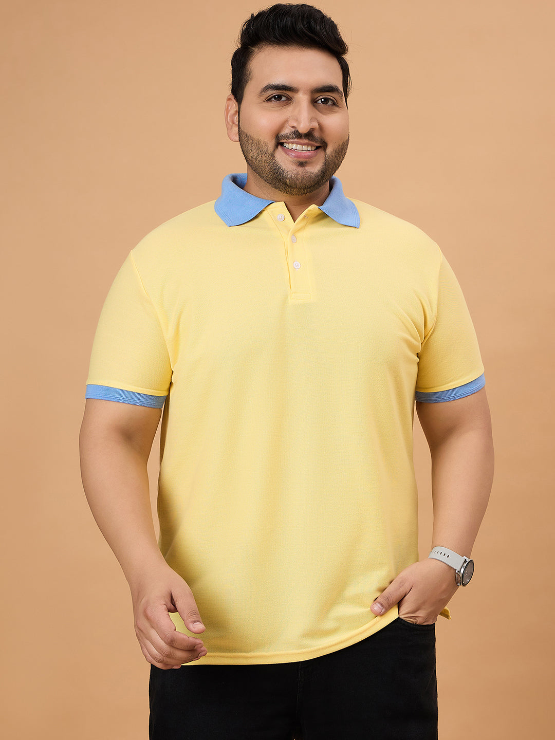Men Plus Size Styvia Solid Polo Tshirt - bigbanana