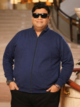 Men Plus Size Subtle Navy Printed Jacket