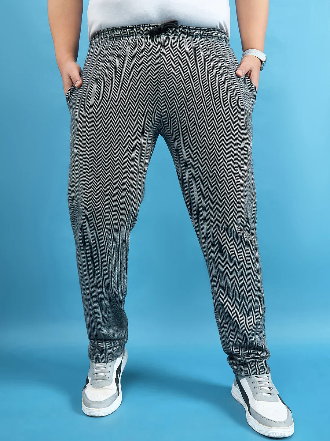 Men Plus Size Sugiarto Gray Solid Trackpant