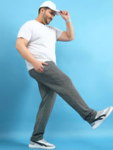 Men Plus Size Sugiarto Gray Solid Trackpant
