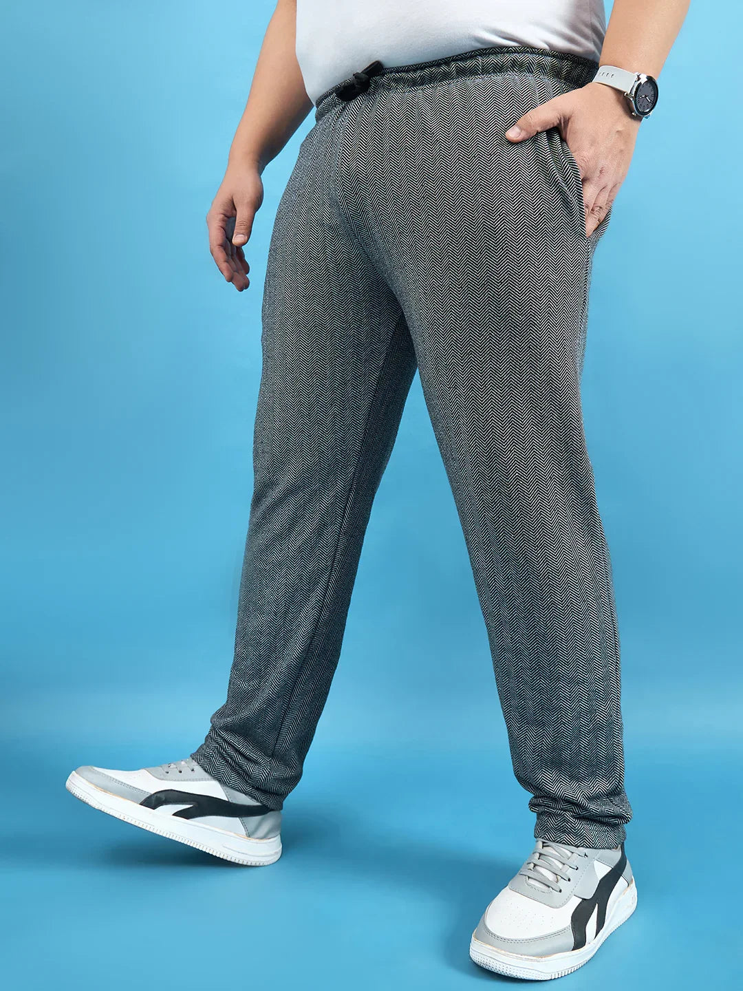 Men Plus Size Sugiarto Gray Solid Trackpant