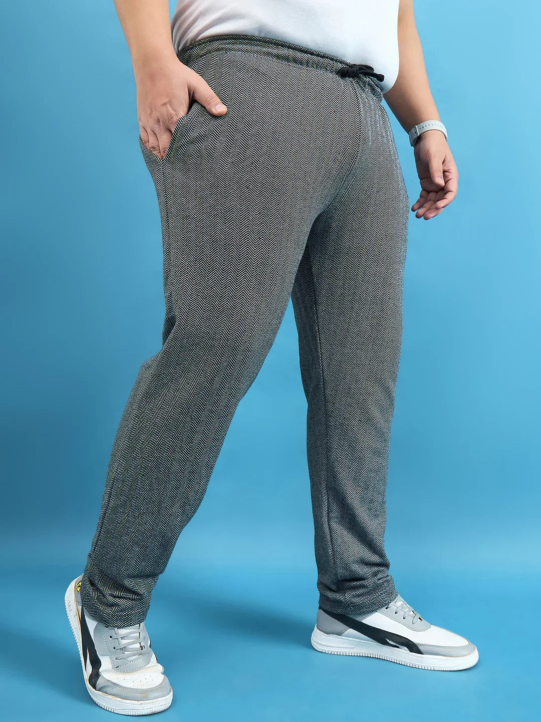 Men Plus Size Sugiarto Gray Solid Trackpant