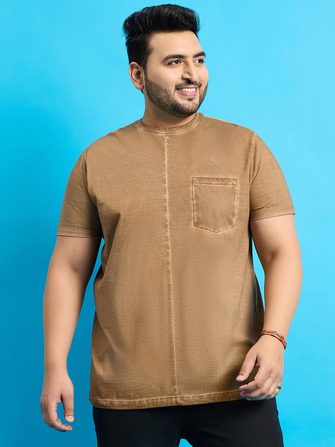 Men Plus Size Summer Solid Round Neck Tshirt - bigbanana