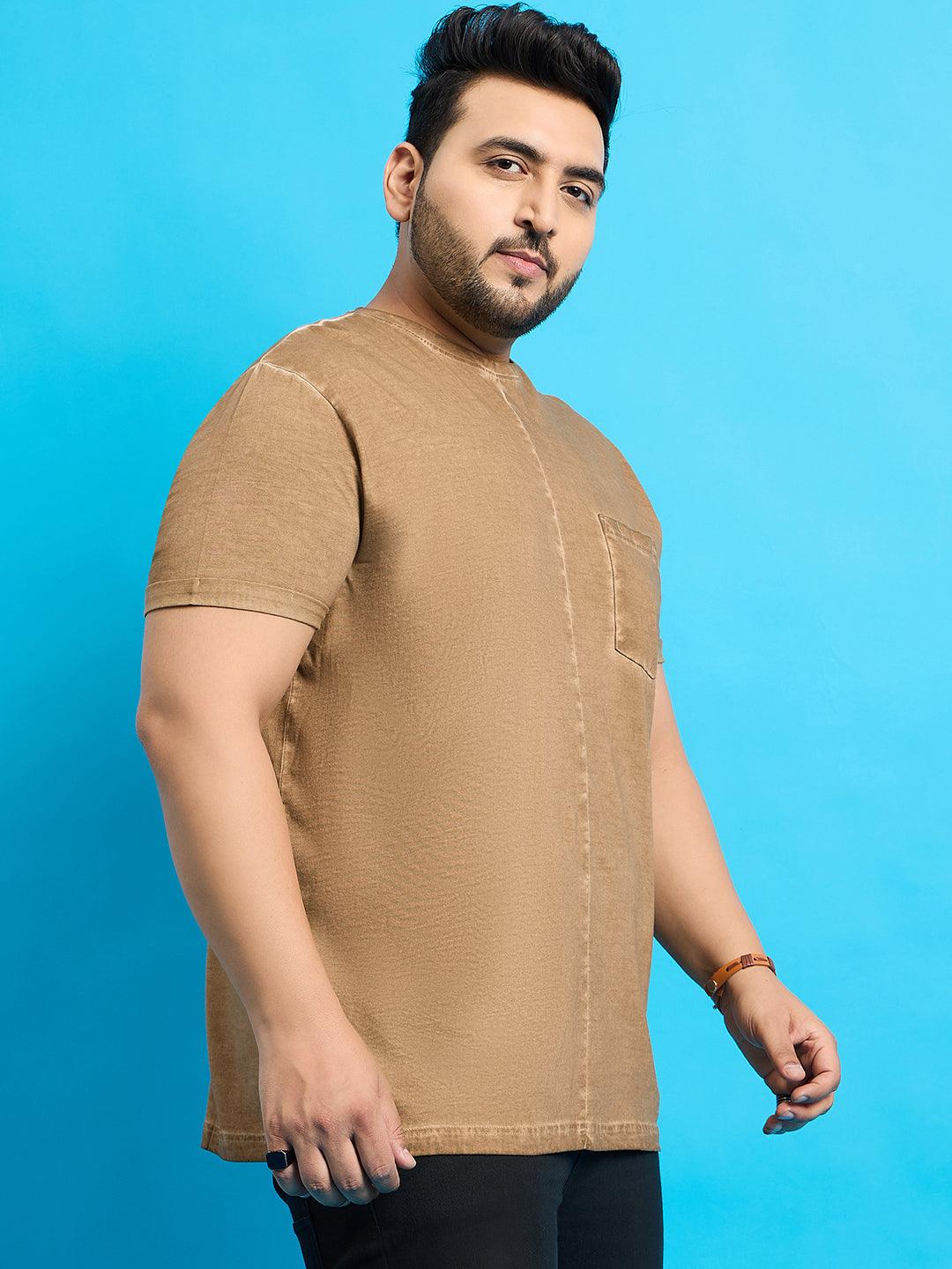 Men Plus Size Summer Solid Round Neck Tshirt - bigbanana