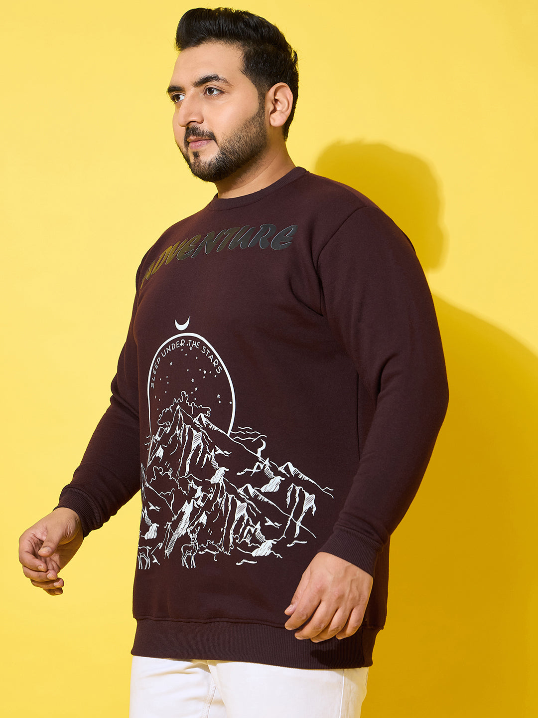 Men Plus Size Summit Black Printed Sweatshirt