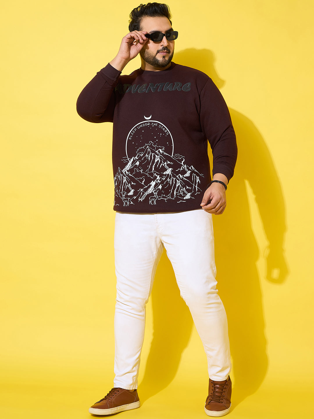 Men Plus Size Summit Black Printed Sweatshirt