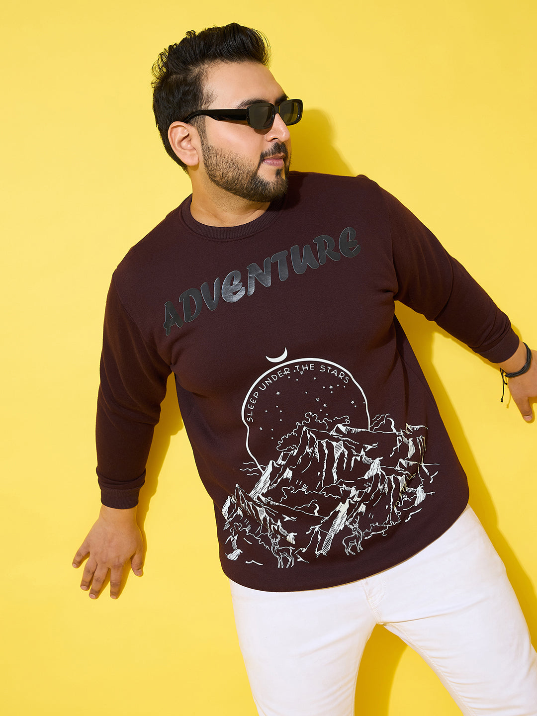 Men Plus Size Summit Black Printed Sweatshirt