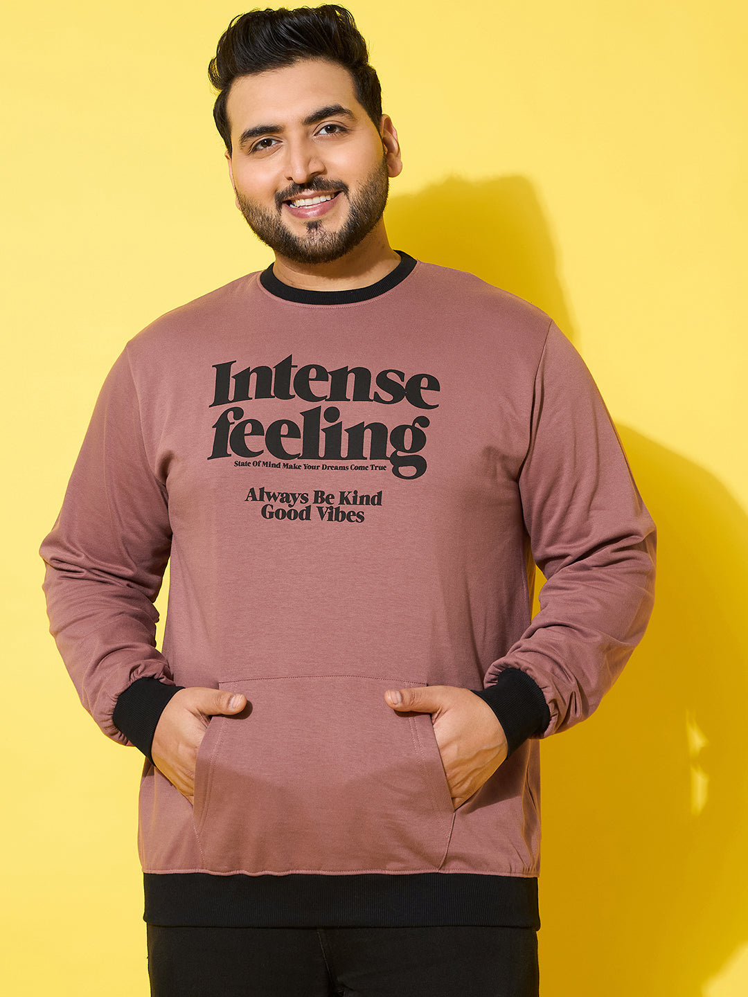 Men Plus Size Surge Peach Printed Sweatshirt