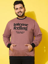 Men Plus Size Surge Peach Printed Sweatshirt